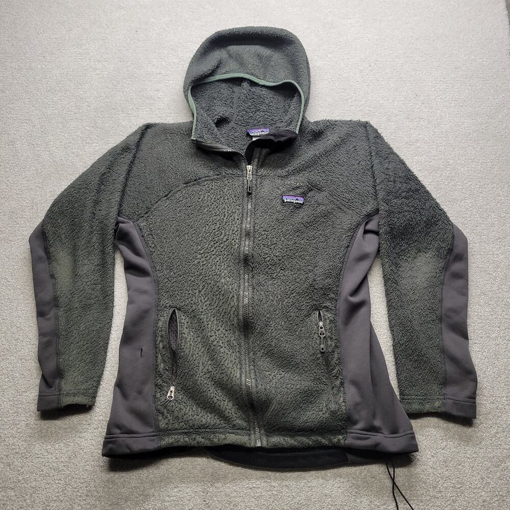 Patagonia Womens Large Regulator R Series Fleece Jacket Gray Hooded Full Zip